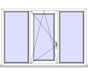 FIX im Blendrahmen + Dreh-Kipp-Fenster-Links + FIX im Blendrahmen (FIX-Rahmen + DKL + FIX-Rahmen)