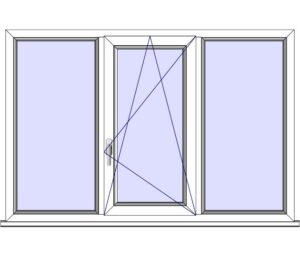 FIX im Blendrahmen + Dreh-Kipp-Fenster-Rechts + FIX im Blendrahmen (FIX-Rahmen + DKR + FIX-Rahmen)