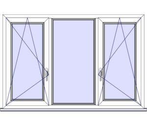 Dreh-Kipp-Fenster-Links + FIX im Blendrahmen + Dreh-Kipp-Fenster-Rechts (DKL + FIX-Rahmen + DKR)