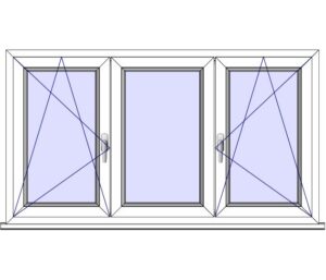 Dreh-Kipp-Fenster-Links + FIX im Flügelrahmen + Dreh-Kipp-Fenster-Rechts (DKL + FIX-Flügel + DKR)