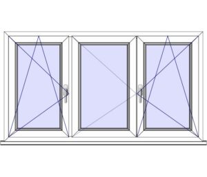 Dreh-Fenster-Links + Dreh-Fenster-Links + Dreh-Kipp-Fenster-Rechts (DL+DL+DKR-Stulp)