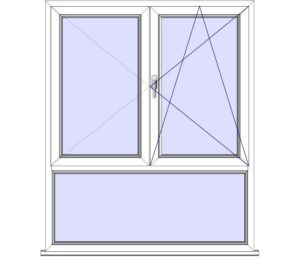 Dreh-Fenster-Links + Dreh-Kipp-Fenster-Rechts + Unterlicht Fix-Rahmen (DL+DKR- Stulp Oberlicht FIX-Rahmen)