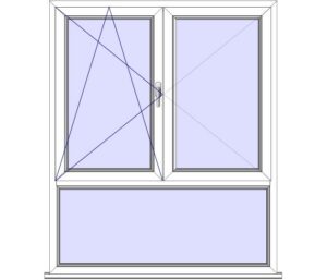 Dreh-Kipp-Fenster-Links + Dreh- Fenster-Rechts + Unterlicht Fix-Rahmen (DLK+DK- Stulp Oberlicht FIX-Rahmen)