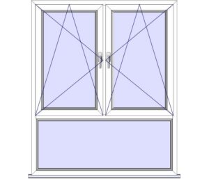 Dreh-Kipp-Fenster-Links + Dreh-Kipp-Fenster-Rechts Mittelpfosten + Unterlicht Fix-Rahmen (DLK+DKR Oberlicht FIX-Rahmen)