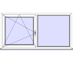 FIX im Blendrahmen + Dreh-Kipp-Fenster-Rechts (FIX-Rahmen + DKR)