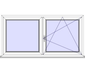 FIX im Flügelrahmen + Dreh-Kipp-Fenster-Rechts (FIX-Flügel +DKR)