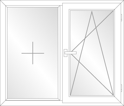 Balkontür Festverglast (F) / Dreh-Kipp-Rechts (DKR) PVC Schwelle