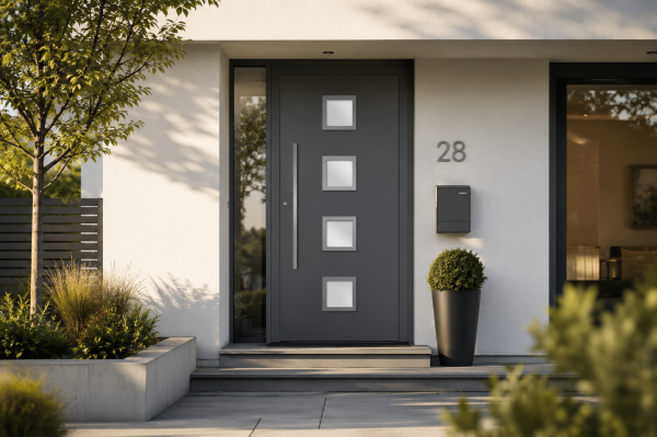 Eine Aluminium-Haustür wirkt modern und elegant.